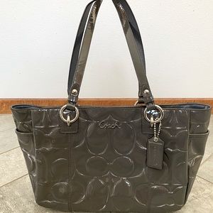Coach grey patent leather purse